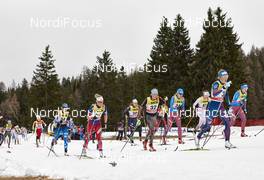 02.01.2016, Lenzerheide, Switzerland (SUI): Laura Mononen (FIN), Virginia De Martin Topranin (ITA), Nicole Fessel (GER), Natalia Matveeva (RUS), Petra Novakova (CZE), Sophie Caldwell (USA) (l-r)  - FIS world cup cross-country, tour de ski, mass women, Lenzerheide (SUI). www.nordicfocus.com. © Felgenhauer/NordicFocus. Every downloaded picture is fee-liable.