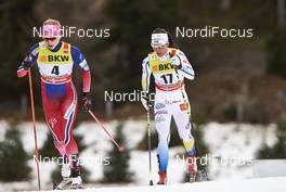 02.01.2016, Lenzerheide, Switzerland (SUI): Astrid Uhrenholdt Jacobsen (NOR), Charlotte Kalla (SWE), (l-r)  - FIS world cup cross-country, tour de ski, mass women, Lenzerheide (SUI). www.nordicfocus.com. © Felgenhauer/NordicFocus. Every downloaded picture is fee-liable.