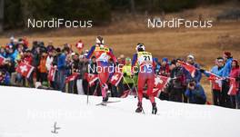 02.01.2016, Lenzerheide, Switzerland (SUI): Ingvild Flugstad Oestberg (NOR), Heidi Weng (NOR), (l-r)  - FIS world cup cross-country, tour de ski, mass women, Lenzerheide (SUI). www.nordicfocus.com. © Felgenhauer/NordicFocus. Every downloaded picture is fee-liable.