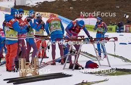 02.01.2016, Lenzerheide, Switzerland (SUI): russian service men at work   - FIS world cup cross-country, tour de ski, mass women, Lenzerheide (SUI). www.nordicfocus.com. © Felgenhauer/NordicFocus. Every downloaded picture is fee-liable.