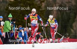 02.01.2016, Lenzerheide, Switzerland (SUI): Ingvild Flugstad Oestberg (NOR), Heidi Weng (NOR), (l-r)  - FIS world cup cross-country, tour de ski, mass women, Lenzerheide (SUI). www.nordicfocus.com. © Felgenhauer/NordicFocus. Every downloaded picture is fee-liable.