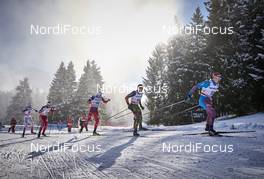 03.01.2016, Lenzerheide, Switzerland (SUI): Martin Jaks (CZE), Hans Christer Holund (NOR), Emil Iversen (NOR), Andreas Katz (GER), Alexander Legkov (RUS), (l-r)  - FIS world cup cross-country, tour de ski, pursuit men, Lenzerheide (SUI). www.nordicfocus.com. © Felgenhauer/NordicFocus. Every downloaded picture is fee-liable.
