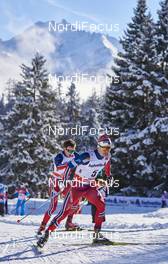 03.01.2016, Lenzerheide, Switzerland (SUI): Finn Haagen Krogh (NOR), Sjur Roethe (NOR), (l-r)  - FIS world cup cross-country, tour de ski, pursuit men, Lenzerheide (SUI). www.nordicfocus.com. © Felgenhauer/NordicFocus. Every downloaded picture is fee-liable.