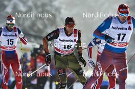 03.01.2016, Lenzerheide, Switzerland (SUI): Hans Christer Holund (NOR), Andreas Katz (GER), Alexander Legkov (RUS), (l-r)  - FIS world cup cross-country, tour de ski, pursuit men, Lenzerheide (SUI). www.nordicfocus.com. © Felgenhauer/NordicFocus. Every downloaded picture is fee-liable.
