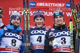 05.01.2016, Oberstdorf, Germany (GER): Sergey Ustiugov (RUS), Emil Iversen (NOR), Alexey Poltoranin (KAZ), (l-r) - FIS world cup cross-country, tour de ski, individual sprint, Oberstdorf (GER). www.nordicfocus.com. © Felgenhauer/NordicFocus. Every downloaded picture is fee-liable.