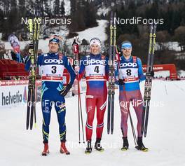 05.01.2016, Oberstdorf, Germany (GER): Alexey Poltoranin (KAZ), Emil Iversen (NOR), Sergey Ustiugov (RUS), (l-r)  - FIS world cup cross-country, tour de ski, individual sprint, Oberstdorf (GER). www.nordicfocus.com. © Felgenhauer/NordicFocus. Every downloaded picture is fee-liable.