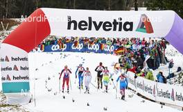 05.01.2016, Oberstdorf, Germany (GER): Ragnhild Haga (NOR), Anne Kylloenen (FIN), Evelina Settlin (SWE), Hanna Kolb (GER), Alenka Cebasek (SLO), Alisa Zhambalova (RUS), (l-r)  - FIS world cup cross-country, tour de ski, individual sprint, Oberstdorf (GER). www.nordicfocus.com. © Felgenhauer/NordicFocus. Every downloaded picture is fee-liable.