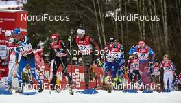 06.01.2016, Oberstdorf, Germany (GER): Simon Andersson (SWE), Matti Heikkinen (FIN), Jonas Baumann (SUI), Jonas Dobler (GER), Adrien Backscheider (FRA), Jean Marc Gaillard (FRA), Andrey Larkov (RUS), (l-r)  - FIS world cup cross-country, tour de ski, mass men, Oberstdorf (GER). www.nordicfocus.com. © Felgenhauer/NordicFocus. Every downloaded picture is fee-liable.