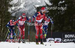06.01.2016, Oberstdorf, Germany (GER): Sjur Roethe (NOR), Martin Johnsrud Sundby (NOR), Maurice Manificat (FRA), (l-r)  - FIS world cup cross-country, tour de ski, mass men, Oberstdorf (GER). www.nordicfocus.com. © Felgenhauer/NordicFocus. Every downloaded picture is fee-liable.