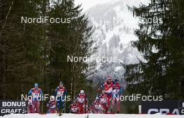 06.01.2016, Oberstdorf, Germany (GER): Evgeniy Belov (RUS), Alexey Poltoranin (KAZ), Finn Haagen Krogh (NOR), Martin Johnsrud Sundby (NOR), Sergey Ustiugov (RUS), (l-r)  - FIS world cup cross-country, tour de ski, mass men, Oberstdorf (GER). www.nordicfocus.com. © Felgenhauer/NordicFocus. Every downloaded picture is fee-liable.