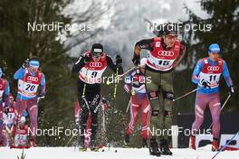 06.01.2016, Oberstdorf, Germany (GER): Dario Cologna (SUI), Andreas Katz (GER), Evgeniy Belov (RUS), (l-r)  - FIS world cup cross-country, tour de ski, mass men, Oberstdorf (GER). www.nordicfocus.com. © Felgenhauer/NordicFocus. Every downloaded picture is fee-liable.
