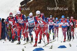 06.01.2016, Oberstdorf, Germany (GER): Sjur Roethe (NOR), Emil Iversen (NOR), Francesco De Fabiani (ITA), Finn Haagen Krogh (NOR), (l-r)  - FIS world cup cross-country, tour de ski, mass men, Oberstdorf (GER). www.nordicfocus.com. © Felgenhauer/NordicFocus. Every downloaded picture is fee-liable.