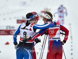 09.01.2016, Val di Fiemme, Italy (ITA): Krista Parmakoski (FIN), Heidi Weng (NOR), Ingvild Flugstad Oestberg (NOR), (l-r)  - FIS world cup cross-country, tour de ski, mass women, Val di Fiemme (ITA). www.nordicfocus.com. © Felgenhauer/NordicFocus. Every downloaded picture is fee-liable.