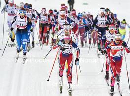 09.01.2016, Val di Fiemme, Italy (ITA): Laura Mononen (FIN), Therese Johaug (NOR), Ingvild Flugstad Oestberg (NOR), (l-r)  - FIS world cup cross-country, tour de ski, mass women, Val di Fiemme (ITA). www.nordicfocus.com. © Felgenhauer/NordicFocus. Every downloaded picture is fee-liable.