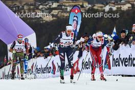 09.01.2016, Val di Fiemme, Italy (ITA): Sandra Ringwald (GER), Virginia De Martin Topranin (ITA), Ragnhild Haga (NOR), (l-r)  - FIS world cup cross-country, tour de ski, mass women, Val di Fiemme (ITA). www.nordicfocus.com. © Felgenhauer/NordicFocus. Every downloaded picture is fee-liable.
