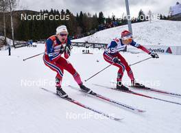 09.01.2016, Val di Fiemme, Italy (ITA): Ingvild Flugstad Oestberg (NOR), Heidi Weng (NOR), (l-r)  - FIS world cup cross-country, tour de ski, mass women, Val di Fiemme (ITA). www.nordicfocus.com. © Felgenhauer/NordicFocus. Every downloaded picture is fee-liable.