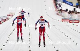 09.01.2016, Val di Fiemme, Italy (ITA): Ingvild Flugstad Oestberg (NOR), Heidi Weng (NOR), (l-r)  - FIS world cup cross-country, tour de ski, mass women, Val di Fiemme (ITA). www.nordicfocus.com. © Felgenhauer/NordicFocus. Every downloaded picture is fee-liable.