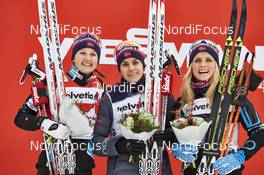 09.01.2016, Val di Fiemme, Italy (ITA): Ingvild Flugstad Oestberg (NOR), Heidi Weng (NOR), Therese Johaug (NOR), (l-r) - FIS world cup cross-country, tour de ski, mass women, Val di Fiemme (ITA). www.nordicfocus.com. © Felgenhauer/NordicFocus. Every downloaded picture is fee-liable.