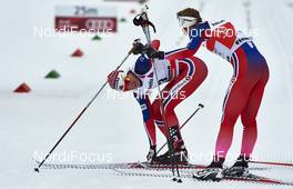 09.01.2016, Val di Fiemme, Italy (ITA): Heidi Weng (NOR), Ingvild Flugstad Oestberg (NOR) - FIS world cup cross-country, tour de ski, mass women, Val di Fiemme (ITA). www.nordicfocus.com. © Felgenhauer/NordicFocus. Every downloaded picture is fee-liable.