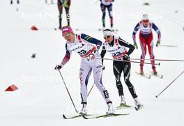 09.01.2016, Val di Fiemme, Italy (ITA): Sadie Bjornsen (USA), Nathalie Von Siebenthal (SUI), (l-r)  - FIS world cup cross-country, tour de ski, mass women, Val di Fiemme (ITA). www.nordicfocus.com. © Felgenhauer/NordicFocus. Every downloaded picture is fee-liable.
