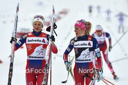 09.01.2016, Val di Fiemme, Italy (ITA): Ingvild Flugstad Oestberg (NOR), Therese Johaug (NOR), (l-r)  - FIS world cup cross-country, tour de ski, mass women, Val di Fiemme (ITA). www.nordicfocus.com. © Felgenhauer/NordicFocus. Every downloaded picture is fee-liable.