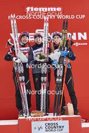 09.01.2016, Val di Fiemme, Italy (ITA): Ingvild Flugstad Oestberg (NOR), Heidi Weng (NOR), Therese Johaug (NOR), (l-r) - FIS world cup cross-country, tour de ski, mass women, Val di Fiemme (ITA). www.nordicfocus.com. © Felgenhauer/NordicFocus. Every downloaded picture is fee-liable.