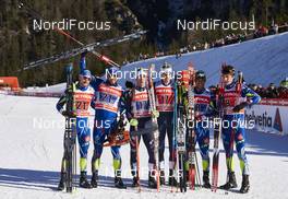 17.01.2016, Planica, Slovenia (SLO): Renaud Jay (FRA), Baptiste Gros (FRA), Federico Pellegrino (ITA), Dietmar Noeckler (ITA), Valentin Chauvin (FRA), Richard Jouve (FRA), (l-r) - FIS world cup cross-country, team sprint, Planica (SLO). www.nordicfocus.com. © Felgenhauer/NordicFocus. Every downloaded picture is fee-liable.