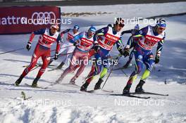 17.01.2016, Planica, Slovenia (SLO): Ola Vigen Hattestad (NOR), Alexander Panzhinskiy (RUS), Valentin Chauvin (FRA), Renaud Jay (FRA), (l-r)  - FIS world cup cross-country, team sprint, Planica (SLO). www.nordicfocus.com. © Felgenhauer/NordicFocus. Every downloaded picture is fee-liable.