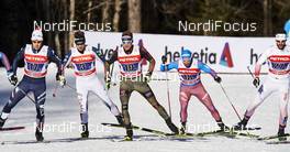 17.01.2016, Planica, Slovenia (SLO): Federico Pellegrino (ITA), Simeon Hamilton (USA), Sebastian Eisenlauer (GER), Alexey Petukhov (RUS), Dusan Kozisek (CZE), (l-r)  - FIS world cup cross-country, team sprint, Planica (SLO). www.nordicfocus.com. © Felgenhauer/NordicFocus. Every downloaded picture is fee-liable.