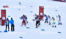 17.01.2016, Planica, Slovenia (SLO): women's start, seen from above   - FIS world cup cross-country, team sprint, Planica (SLO). www.nordicfocus.com. © Felgenhauer/NordicFocus. Every downloaded picture is fee-liable.