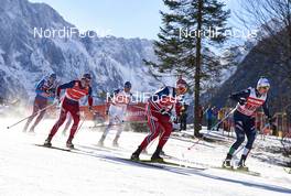 17.01.2016, Planica, Slovenia (SLO): Anders Gloeersen (NOR), Andrew Newell (USA), Ola Vigen Hattestad (NOR), Dietmar Noeckler (ITA), (l-r)  - FIS world cup cross-country, team sprint, Planica (SLO). www.nordicfocus.com. © Felgenhauer/NordicFocus. Every downloaded picture is fee-liable.