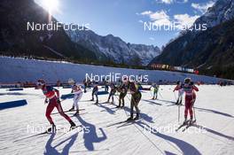 17.01.2016, Planica, Slovenia (SLO): Heidi Weng (NOR), Ida Ingemarsdotter (SWE), Laura Gimmler (GER), Mari Eide (NOR), (l-r)  - FIS world cup cross-country, team sprint, Planica (SLO). www.nordicfocus.com. © Felgenhauer/NordicFocus. Every downloaded picture is fee-liable.