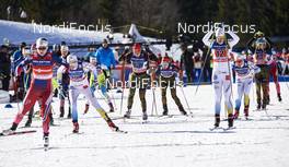17.01.2016, Planica, Slovenia (SLO): Stina Nilsson (SWE), Lucia Anger (GER), Hanna Kolb (GER), Ida Ingemarsdotter (SWE), Sandra Ringwald (GER), (l-r)  - FIS world cup cross-country, team sprint, Planica (SLO). www.nordicfocus.com. © Felgenhauer/NordicFocus. Every downloaded picture is fee-liable.