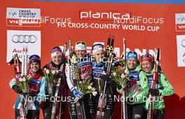 17.01.2016, Planica, Slovenia (SLO): Heidi Weng (NOR), Astrid Uhrenholdt Jacobsen (NOR), Ida Ingemarsdotter (SWE), Stina Nilsson (SWE), Sandra Ringwald (GER), Hanna Kolb (GER), (l-r) - FIS world cup cross-country, team sprint, Planica (SLO). www.nordicfocus.com. © Felgenhauer/NordicFocus. Every downloaded picture is fee-liable.
