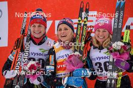 23.01.2016, Nove Mesto, Czech Republic (CZE): Astrid Uhrenholdt Jacobsen (NOR), Therese Johaug (NOR), Jessica Diggins (USA), (l-r) - FIS world cup cross-country, 10km women, Nove Mesto (CZE). www.nordicfocus.com. © Rauschendorfer/NordicFocus. Every downloaded picture is fee-liable.