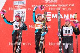 23.01.2016, Nove Mesto, Czech Republic (CZE): Astrid Uhrenholdt Jacobsen (NOR), Therese Johaug (NOR), Jessica Diggins (USA), (l-r) - FIS world cup cross-country, 10km women, Nove Mesto (CZE). www.nordicfocus.com. © Rauschendorfer/NordicFocus. Every downloaded picture is fee-liable.
