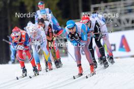 24.01.2016, Nove Mesto, Czech Republic (CZE): Sjur Roethe (NOR), Jens Burman (SWE), Evgeniy Belov (RUS), (l-r)  - FIS world cup cross-country, 4x10km men, Nove Mesto (CZE). www.nordicfocus.com. © Rauschendorfer/NordicFocus. Every downloaded picture is fee-liable.