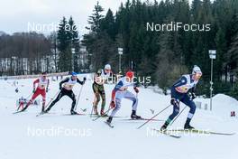 24.01.2016, Nove Mesto, Czech Republic (CZE): Len Valjas (CAN), Curdin Perl (SUI), Florian Notz (GER), Noah Hoffman (USA), Roland Clara (ITA), (l-r)  - FIS world cup cross-country, 4x10km men, Nove Mesto (CZE). www.nordicfocus.com. © Rauschendorfer/NordicFocus. Every downloaded picture is fee-liable.