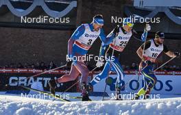 03.02.2016, Drammen, Norway (NOR): Sergey Ustiugov (RUS), Matias Strandvall (FIN), Baptiste Gros (FRA), (l-r)  - FIS world cup cross-country, individual sprint, Drammen (NOR). www.nordicfocus.com. © Felgenhauer/NordicFocus. Every downloaded picture is fee-liable.