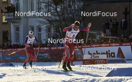 03.02.2016, Drammen, Norway (NOR): Johannes Hoesflot Klaebo (NOR), Petter Northug (NOR), (l-r)  - FIS world cup cross-country, individual sprint, Drammen (NOR). www.nordicfocus.com. © Felgenhauer/NordicFocus. Every downloaded picture is fee-liable.