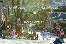03.02.2016, Drammen, Norway (NOR): Kathrine Rolsted Harsem (0), Anamarija Lampic (SLO), Anastasia Dotsenko (RUS), Sophie Caldwell (USA), Ragnhild Haga (NOR), Sandra Ringwald (GER), (l-r)  - FIS world cup cross-country, individual sprint, Drammen (NOR). www.nordicfocus.com. © Felgenhauer/NordicFocus. Every downloaded picture is fee-liable.