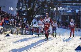 03.02.2016, Drammen, Norway (NOR): Simeon Hamilton (USA), Len Valjas (CAN), Richard Jouve (FRA), Even Northug (NOR), (l-r)  - FIS world cup cross-country, individual sprint, Drammen (NOR). www.nordicfocus.com. © Felgenhauer/NordicFocus. Every downloaded picture is fee-liable.