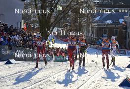 03.02.2016, Drammen, Norway (NOR): Heidi Weng (NOR), Kari Vikhagen Gjeitnes (0), Hanna Kolb (GER), Polina Kovaleva (RUS), Jennie Oeberg (SWE), (l-r)  - FIS world cup cross-country, individual sprint, Drammen (NOR). www.nordicfocus.com. © Felgenhauer/NordicFocus. Every downloaded picture is fee-liable.