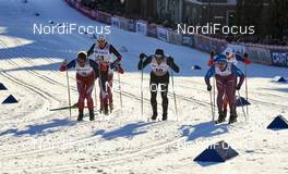 03.02.2016, Drammen, Norway (NOR): Petter Northug (NOR), Timo Andre Bakken (NOR), Jovian Hediger (SUI), Gleb Retivykh (RUS), (l-r)  - FIS world cup cross-country, individual sprint, Drammen (NOR). www.nordicfocus.com. © Felgenhauer/NordicFocus. Every downloaded picture is fee-liable.