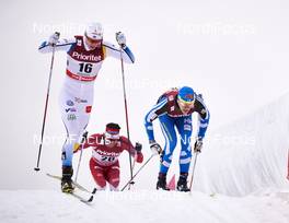 11.02.2016, Stockholm, Sweden (SWE): Oskar Svensson (SWE), Alex Harvey (CAN), Matias Strandvall (FIN), (l-r)  - FIS world cup cross-country, individual sprint, Stockholm (SWE). www.nordicfocus.com. © Felgenhauer/NordicFocus. Every downloaded picture is fee-liable.