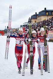 11.02.2016, Stockholm, Sweden (SWE): Ingvild Flugstad Oestberg (NOR), Maiken Caspersen Falla (NOR), Stina Nilsson (SWE), (l-r)  - FIS world cup cross-country, individual sprint, Stockholm (SWE). www.nordicfocus.com. © Felgenhauer/NordicFocus. Every downloaded picture is fee-liable.