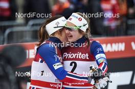 11.02.2016, Stockholm, Sweden (SWE): Maiken Caspersen Falla (NOR), Ingvild Flugstad Oestberg (NOR), (l-r)  - FIS world cup cross-country, individual sprint, Stockholm (SWE). www.nordicfocus.com. © Felgenhauer/NordicFocus. Every downloaded picture is fee-liable.