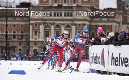 11.02.2016, Stockholm, Sweden (SWE): Maiken Caspersen Falla (NOR), Natalia Matveeva (RUS), (l-r)  - FIS world cup cross-country, individual sprint, Stockholm (SWE). www.nordicfocus.com. © Felgenhauer/NordicFocus. Every downloaded picture is fee-liable.