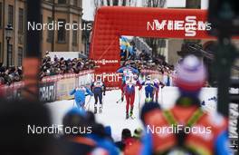 11.02.2016, Stockholm, Sweden (SWE): a group of athletes on the final stretch   - FIS world cup cross-country, individual sprint, Stockholm (SWE). www.nordicfocus.com. © Felgenhauer/NordicFocus. Every downloaded picture is fee-liable.