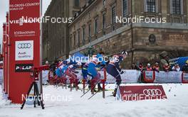 11.02.2016, Stockholm, Sweden (SWE): Mikhail Devjatiarov (RUS), Maicol Rastelli (ITA), (l-r),   - FIS world cup cross-country, individual sprint, Stockholm (SWE). www.nordicfocus.com. © Felgenhauer/NordicFocus. Every downloaded picture is fee-liable.
